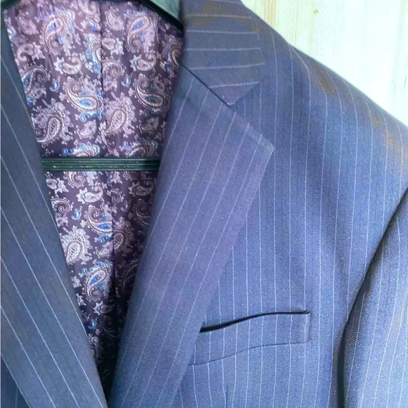 Designer wear blue 3 piece suit includes Jacket waistcoat & trousers. - Picture 8 of 8